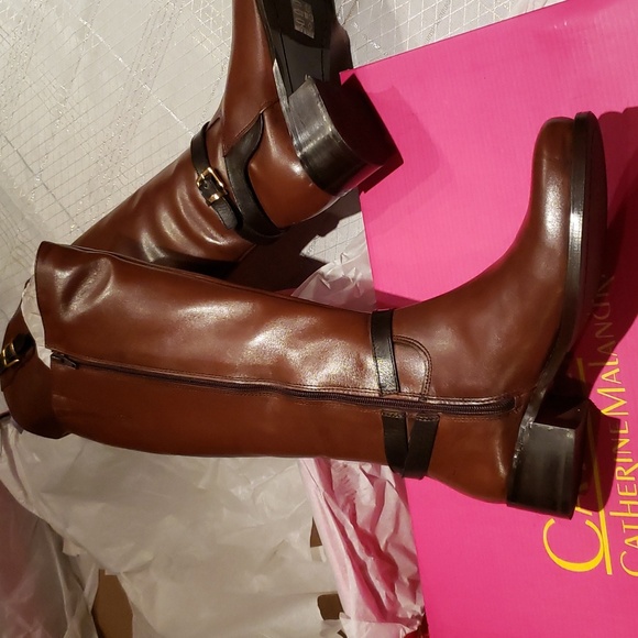 Catherine Malandrino New MILA Leather RIDING Tall BOOTS Brown/Black Women's 10 - Picture 14 of 16
